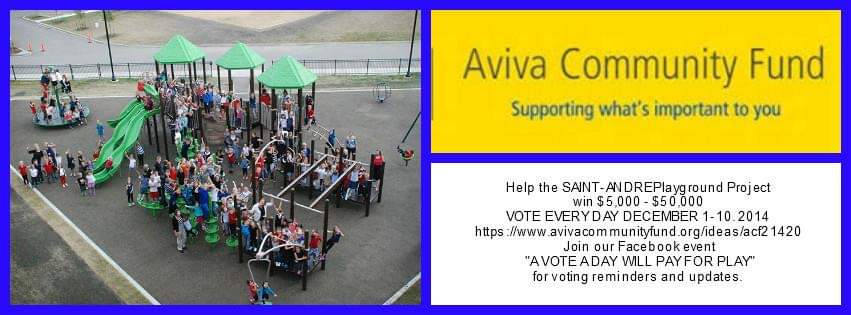 The Aviva Community Fund email graphic, which features a photo of a large playground full of smiling children